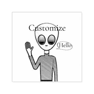 Friendly Waving Alien Thunder_Cove Zelfinktende Stempel