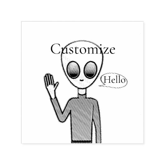 Friendly Waving Alien Thunder_Cove Zelfinktende Stempel (Design)