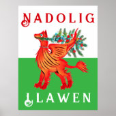 Friendly Welsh Red Dragon, voeg jouw tekst Poster  (Voorkant)