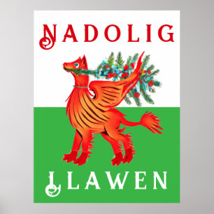 Friendly Welsh Red Dragon, voeg jouw tekst Poster