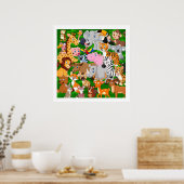Friendly Wild Animals Cute Kinder Room Poster (Keuken)