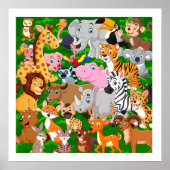 Friendly Wild Animals Cute Kinder Room Poster (Voorkant)