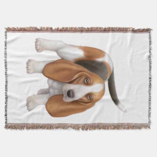 Friendly Young Basset Hound Dog Throw Deken (Voorkant)