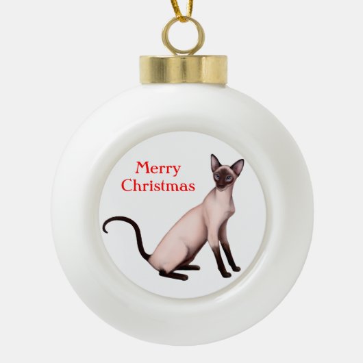 Friendly Young Siamese Cat Kerstannament Keramische Bal Ornament (Voorkant)