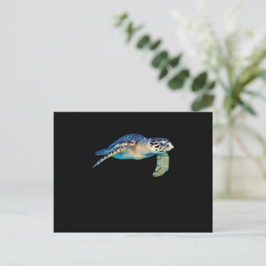 Friendly Zee Turtle Swimming Underwater Foto Art Uitnodiging Briefkaart (Staand voorkant)