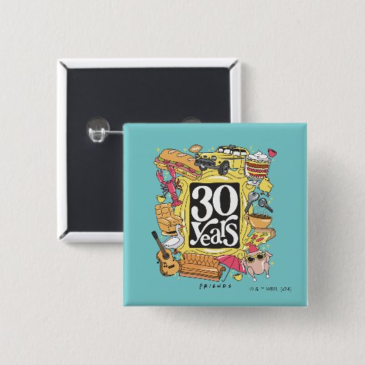 FRIENDS™ | 30 jaar grafisch Vierkante Button 5,1 Cm (Voorkant /achterkant)