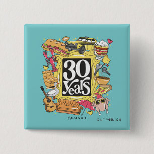 FRIENDS™   30 jaar grafisch Vierkante Button 5,1 Cm