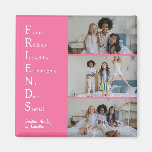 FRIENDS Aangepaste Foto Roze Magneet (Voorkant)