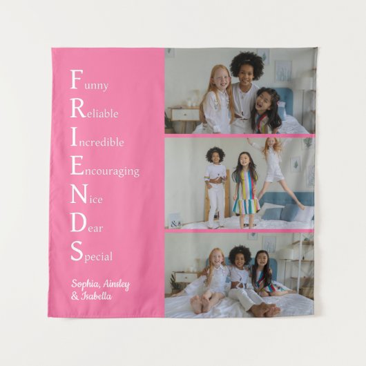 FRIENDS Aangepaste Foto Roze Wandkleed (Voorkant)