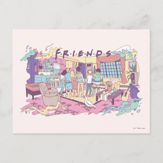 FRIENDS™ | Appartement Cartoon Briefkaart (Voorkant)