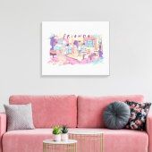 FRIENDS™ | Appartement Cartoon Canvas Afdruk (Insitu (Woonkamer))