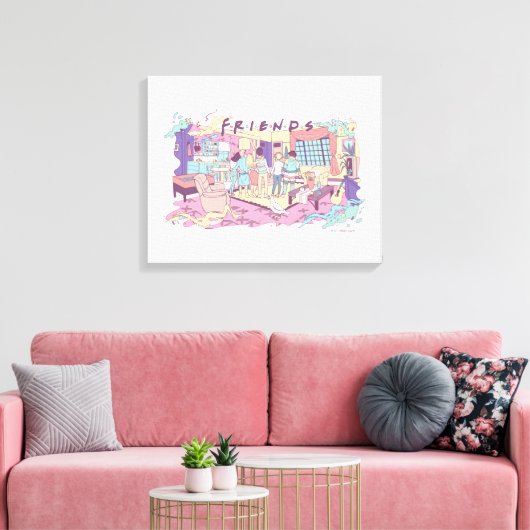 FRIENDS™ | Appartement Cartoon Canvas Afdruk (Insitu (Woonkamer))