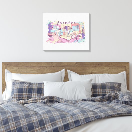 FRIENDS™ | Appartement Cartoon Canvas Afdruk (Insitu (Slaapkamer))