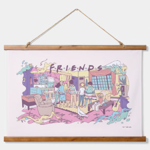 FRIENDS™   Appartement Cartoon Hangend Wandkleed
