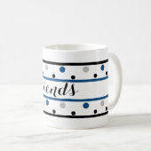 Friends Azure Blue Silver Black Polka Dots Koffiemok (Voorkant rechts)