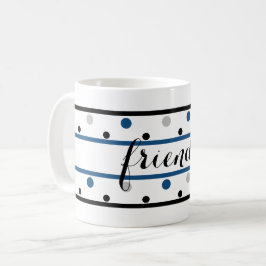 Friends Azure Blue Silver Black Polka Dots Koffiemok