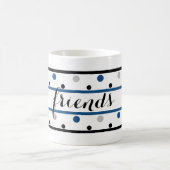 Friends Azure Blue Silver Black Polka Dots Koffiemok (Center)