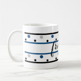 Friends Azure Blue Silver Black Polka Dots Koffiemok