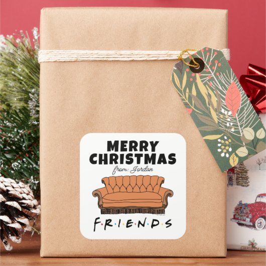 FRIENDS™ Bank | Kerstcadeautag Vierkante Sticker (Feestdagen)