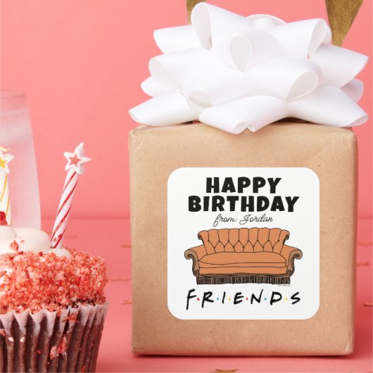 FRIENDS™ Bank | Verjaardagscadeau-etiket Vierkante Sticker (Feest)