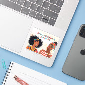 Friends Beautiful Black Women Laughing Sticker (Laptop met iPhone)