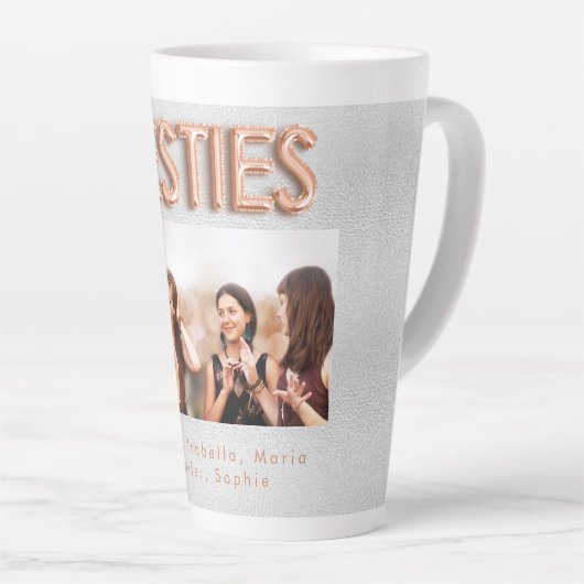 Friends besties foto roos gold Silver BFF Latte Mok (Rechterhoek)