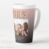 Friends besties zwarte bruine foto roos goud latte mok (Rechterhoek)