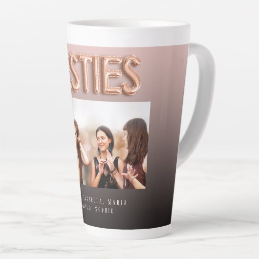 Friends besties zwarte bruine foto roos goud latte mok (Rechterhoek)