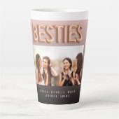 Friends besties zwarte bruine foto roos goud latte mok (Voorkant)