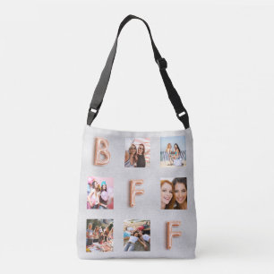 Friends BFF zilveren roos goudfotocollage Crossbody Tas