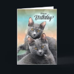 Friends Birthday Grey Cats for the Cat Lover Kaart<br><div class="desc">Als je een BFF of een goede vriend hebt die een kattenliefhebber is,  stuur dan deze mooie verjaardagskaart met twee grijze katten die zeker vrienden zijn.</div>