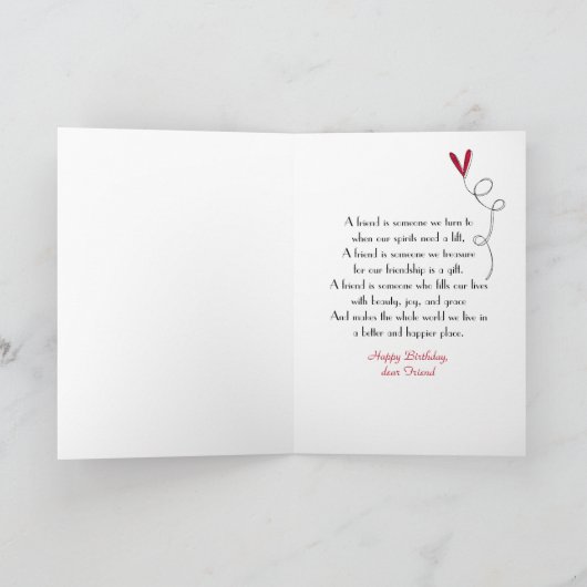 Friend's birthday wishes with red tulips kaart (Binnen)