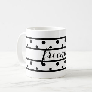 Friends Black Polka Dots White Koffiemok