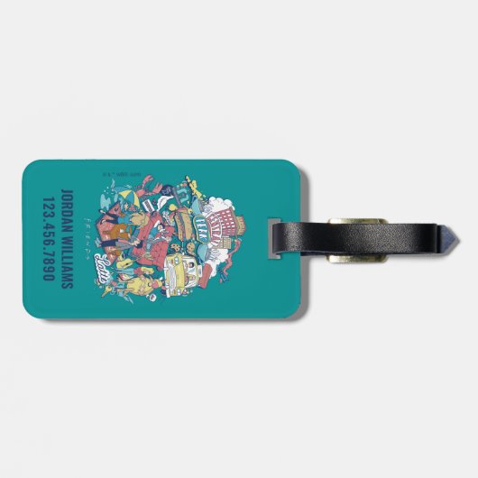 FRIENDS™ | Cartoon collage Bagagelabel (Achterkant horizontaal)