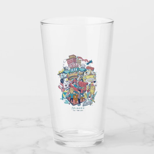 FRIENDS™ | Cartoon collage Glas (Voorkant)