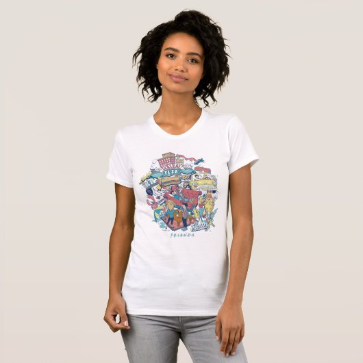 FRIENDS™ | Cartoon collage T-shirt (Voorkant volledig)