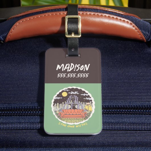 FRIENDS™ | Cartoon fontain Bagagelabel (Voorkant Insitu 2)