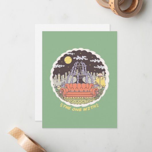 FRIENDS™ | Cartoon fontain Notitiekaartje (Voorkant / Achterkant in situ)