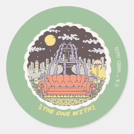 FRIENDS™ | Cartoon fontain Ronde Sticker (Voorkant)