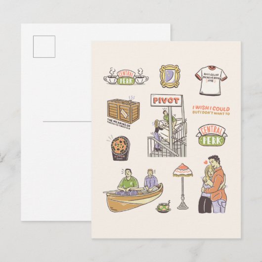 FRIENDS™ | Cartoon-pictogrammen Briefkaart (Voorkant / Achterkant)