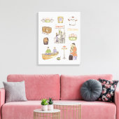 FRIENDS™ | Cartoon-pictogrammen Canvas Afdruk (Insitu (Woonkamer))