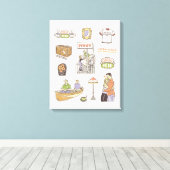 FRIENDS™ | Cartoon-pictogrammen Canvas Afdruk (Insitu (Houten vloer))