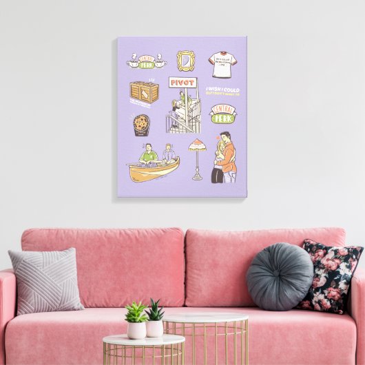 FRIENDS™ | Cartoon-pictogrammen Canvas Afdruk (Insitu (Woonkamer))