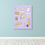 FRIENDS™ | Cartoon-pictogrammen Canvas Afdruk (Insitu (Houten vloer))