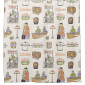 FRIENDS™ | Cartoon-pictogrammen Douchegordijn (Voorkant)