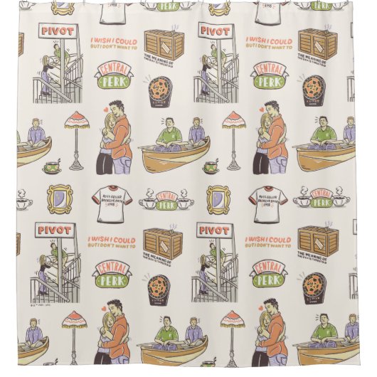 FRIENDS™ | Cartoon-pictogrammen Douchegordijn (Voorkant)