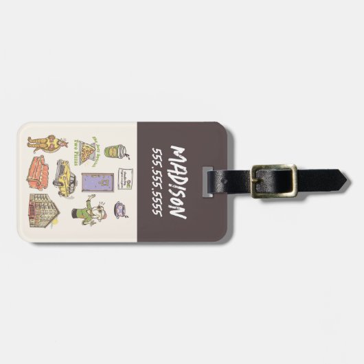 FRIENDS™ | Cartoon pictogrammen Grafisch Bagagelabel (Voorkant horizontaal)