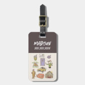 FRIENDS™ | Cartoon pictogrammen Grafisch Bagagelabel (Voorkant verticaal)