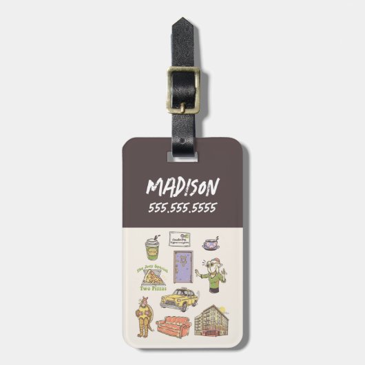 FRIENDS™ | Cartoon pictogrammen Grafisch Bagagelabel (Voorkant verticaal)