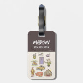 FRIENDS™ | Cartoon pictogrammen Grafisch Bagagelabel (Achterkant verticaal)